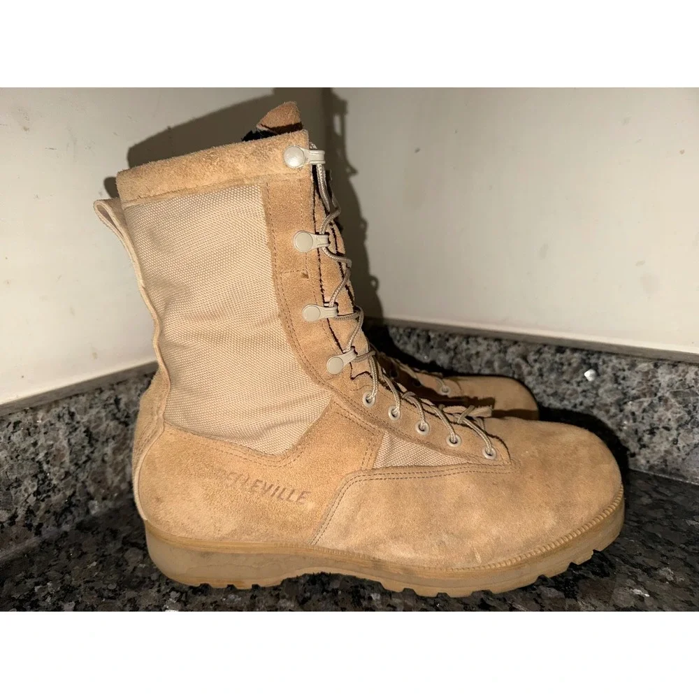 Belleville Tan Suede Nylon Tactical Combat Boot Vibram Size 12 W